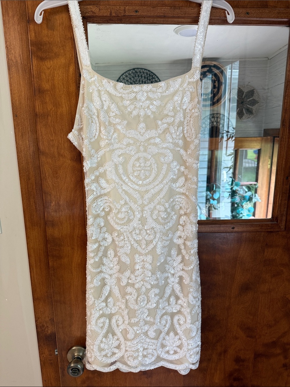 Lulu's Ivory Sequin Embellished Mini Dress